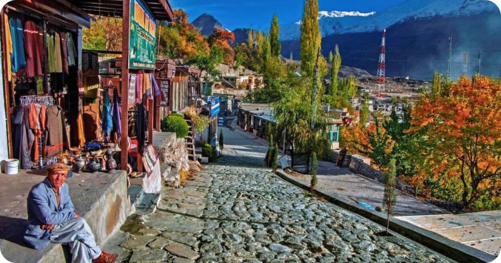 Karimabad Hunza with mountain views, historic forts, and traditional village scenery.