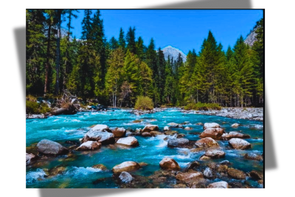 “Swat Valley with river and mountains, a top travel destination in Pakistan.