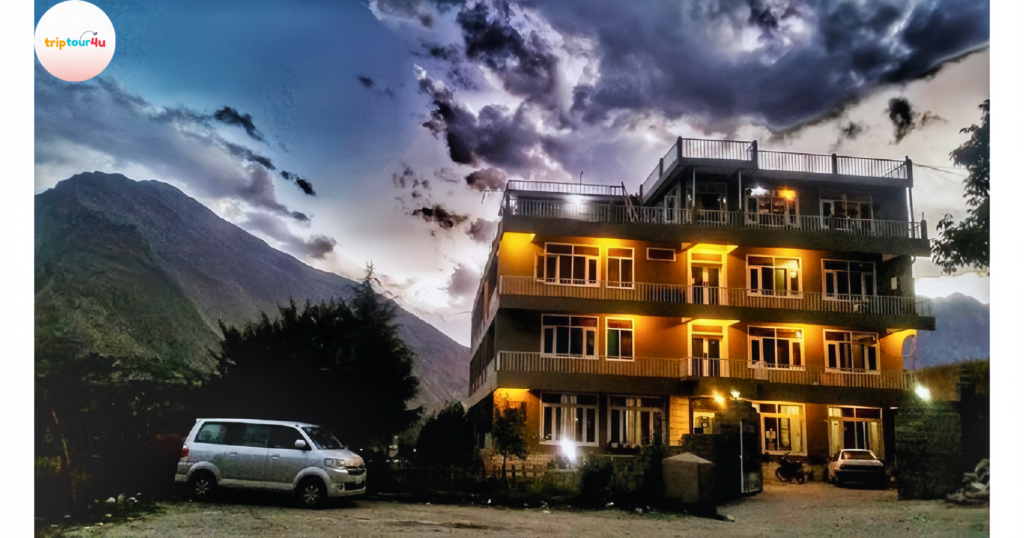 “Hunza View Hotel with its terrace balconies overlooking the surrounding mountains and valleys of Hunza.”