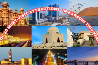 Top 10 must-visit attractions in Karachi including beaches, historical landmarks, shopping malls, and cultural sites.