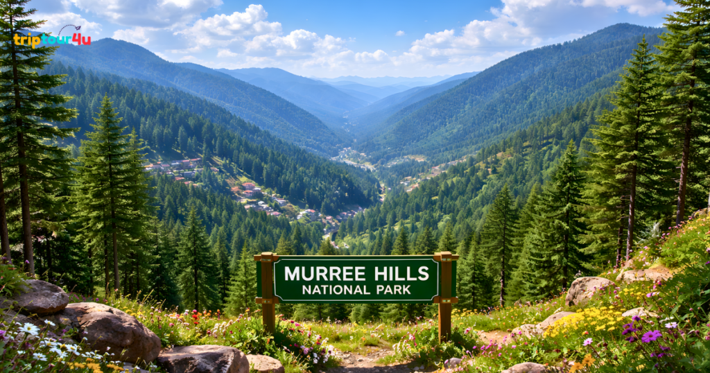 Murree Hills National Park surrounded by lush pine forests and scenic mountain valleys.
