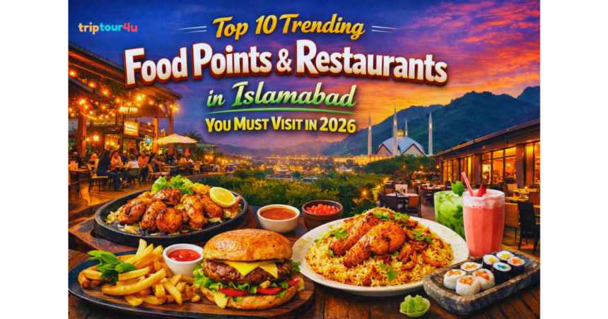 Top 10 Trending Food Points & Restaurants in Islamabad 2026 featuring local Pakistani cuisine, cafés, and fine dining spots.