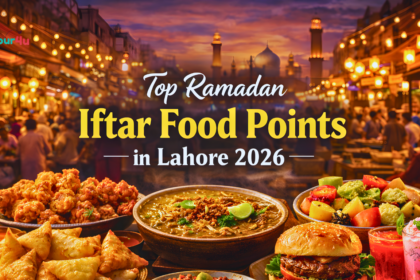 Top Ramadan Iftar Food Points in Lahore 2026 with traditional Iftar dishes, street food, and a lively Ramadan food street atmosphere
