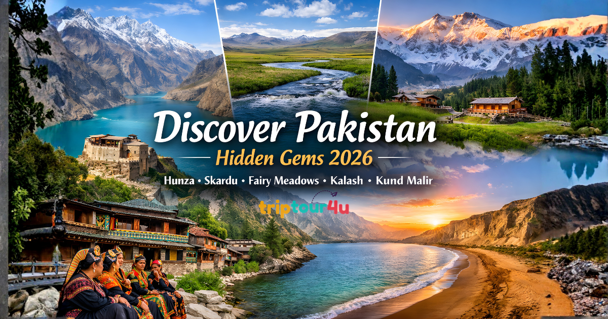 Discover Pakistan hidden gems 2026 featuring Hunza Valley, Skardu, Fairy Meadows, Kalash Valley and Kund Malir Beach