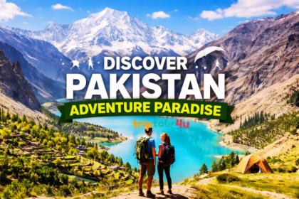 Discover Pakistan – The Next Adventure Paradise Scenic mountain lake view in Pakistan with hikers overlooking turquoise water and snow-covered peaks