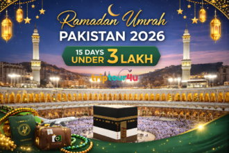 Ramadan 2026 Umrah Pakistan – Pilgrims performing Umrah at Masjid al-Haram, Kaaba surrounded by worshippers, representing a spiritual journey from Pakistan.
