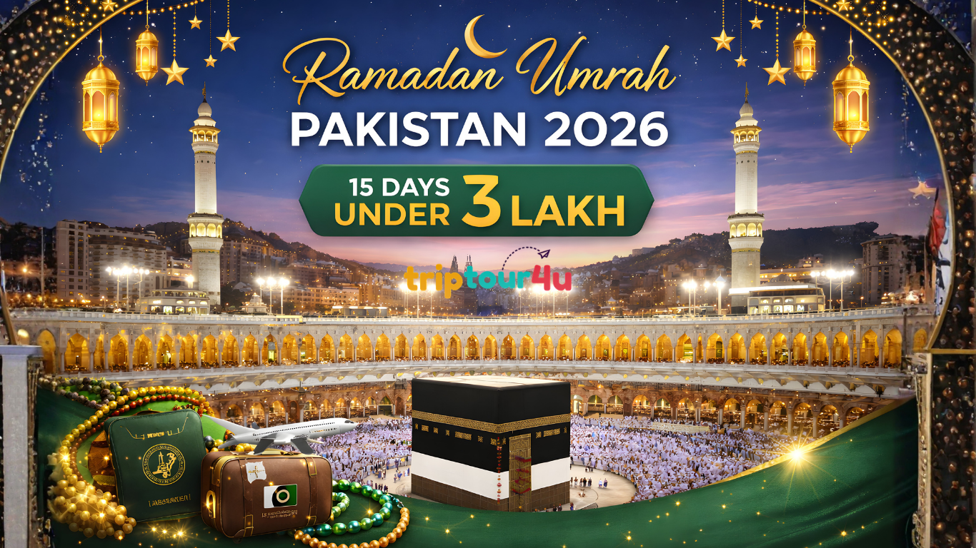 Ramadan 2026 Umrah Pakistan – Pilgrims performing Umrah at Masjid al-Haram, Kaaba surrounded by worshippers, representing a spiritual journey from Pakistan.