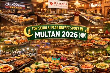 Top Sehri and Iftar buffet restaurants in Multan 2026 featuring Ramada, Shahjahan Grill, Dharti, Shangrilla Gardens, and other popular dining spots.